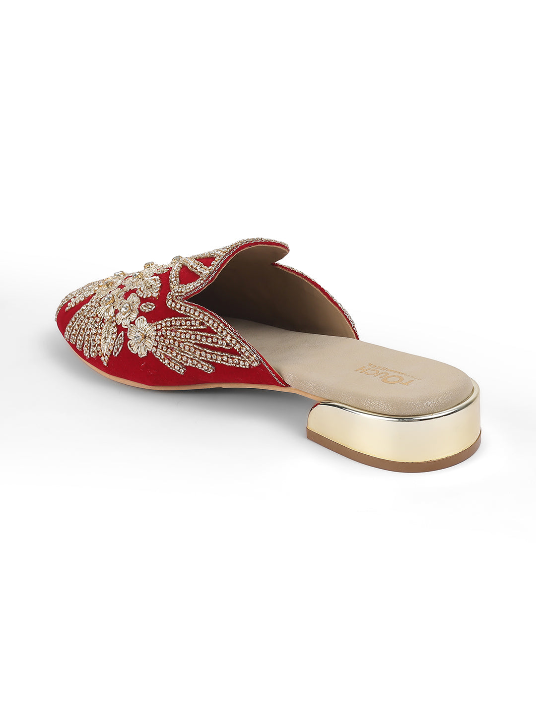 Slip on Juttis Soft Padded ,Sparkling Upper Casual Flats | Punjabi Mojari Half Shoes