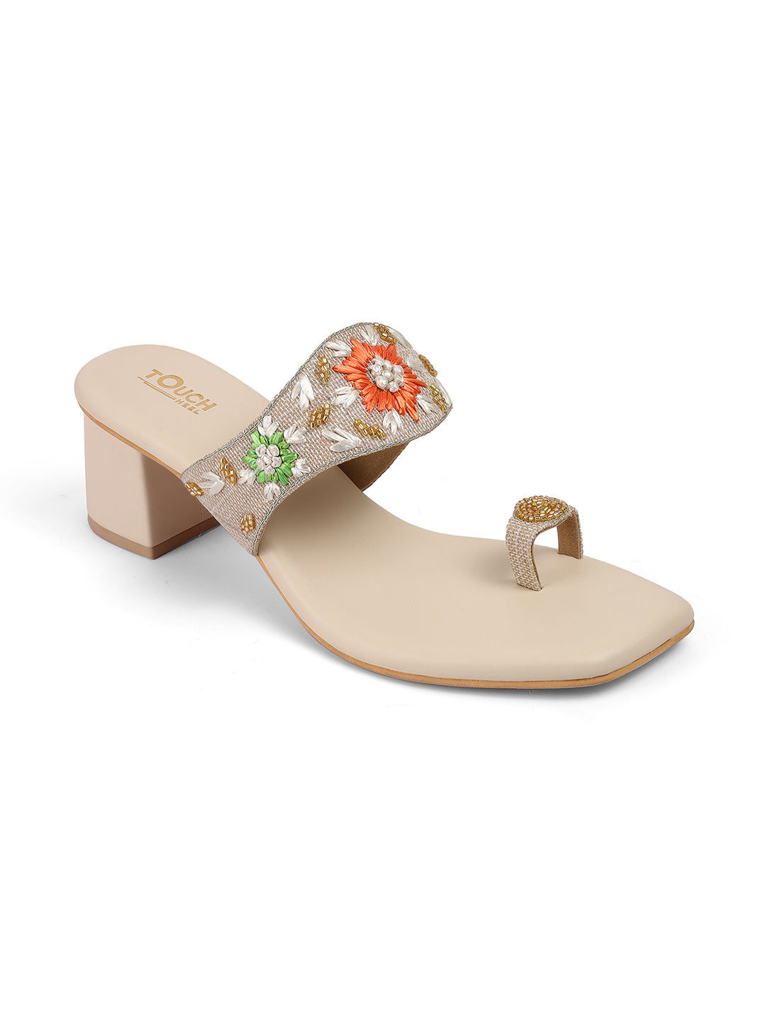 Women's Gold Ethnic wear Block Heel Fashion Sandals
