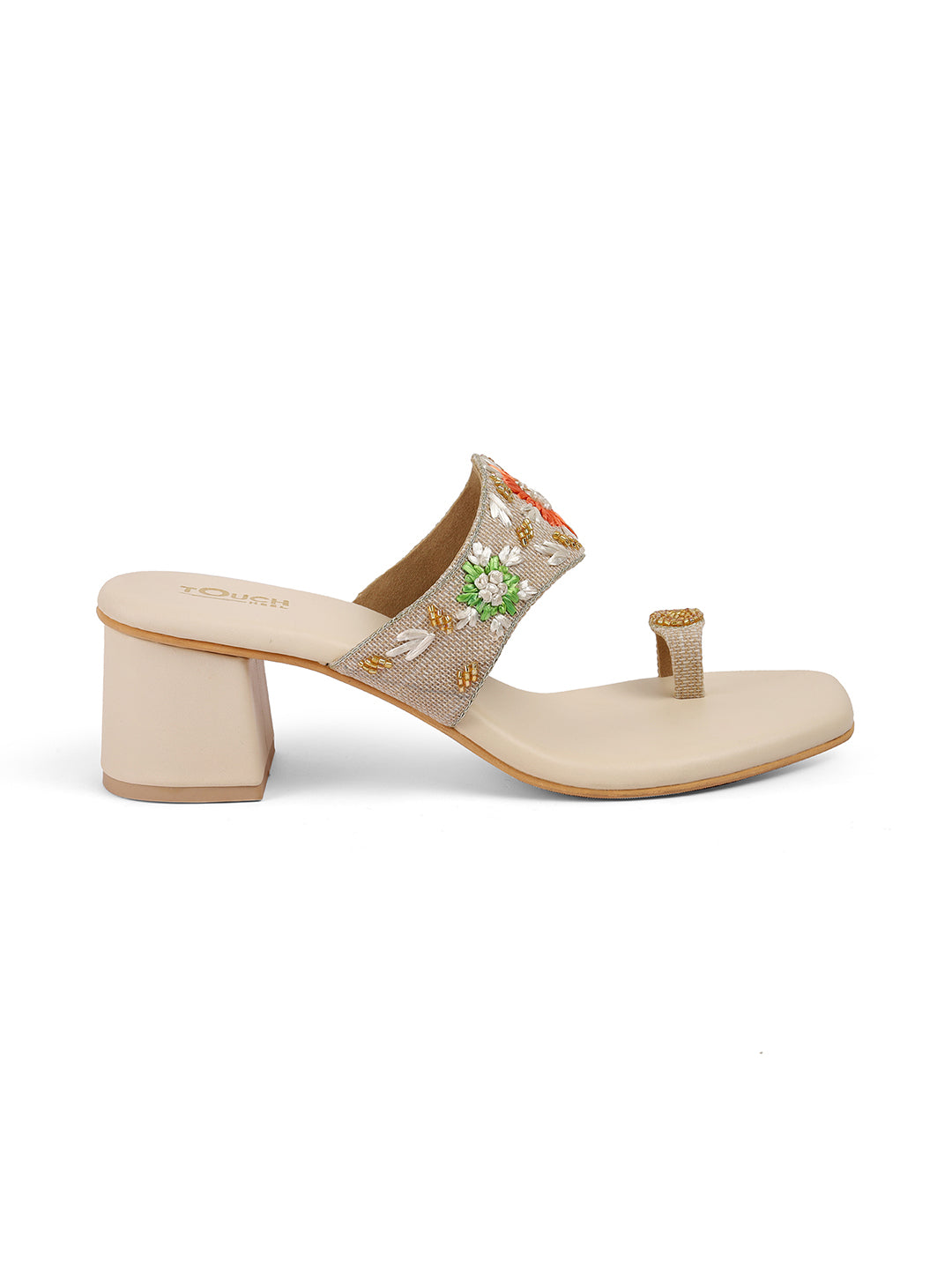 Women's Gold Ethnic wear Block Heel Fashion Sandals