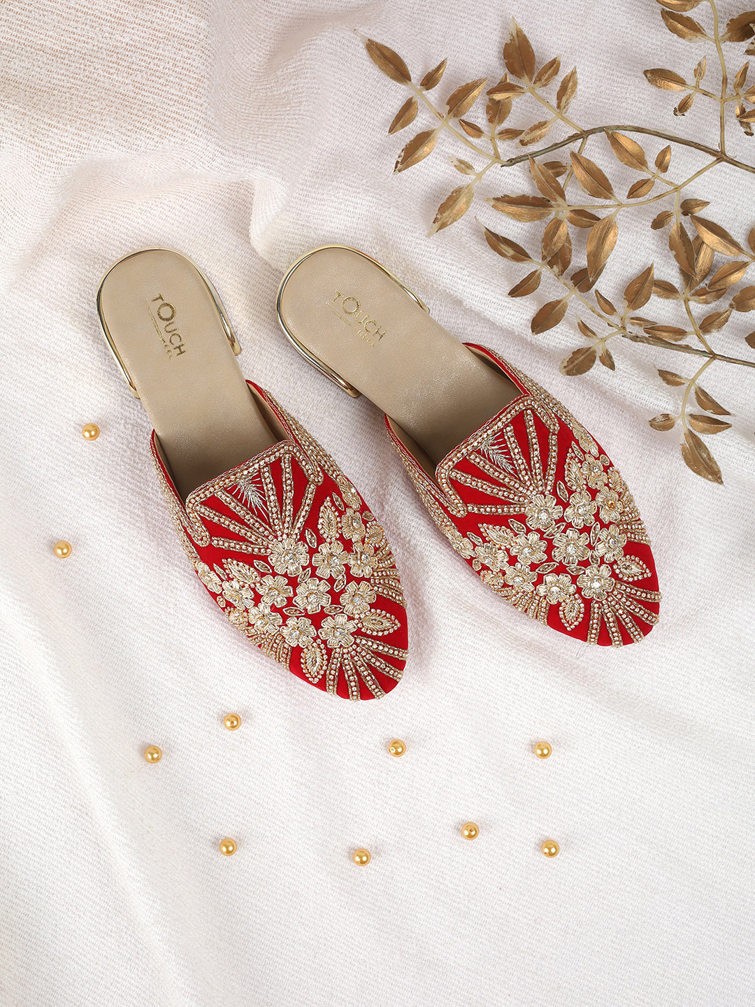 Slip on Juttis Soft Padded ,Sparkling Upper Casual Flats | Punjabi Mojari Half Shoes