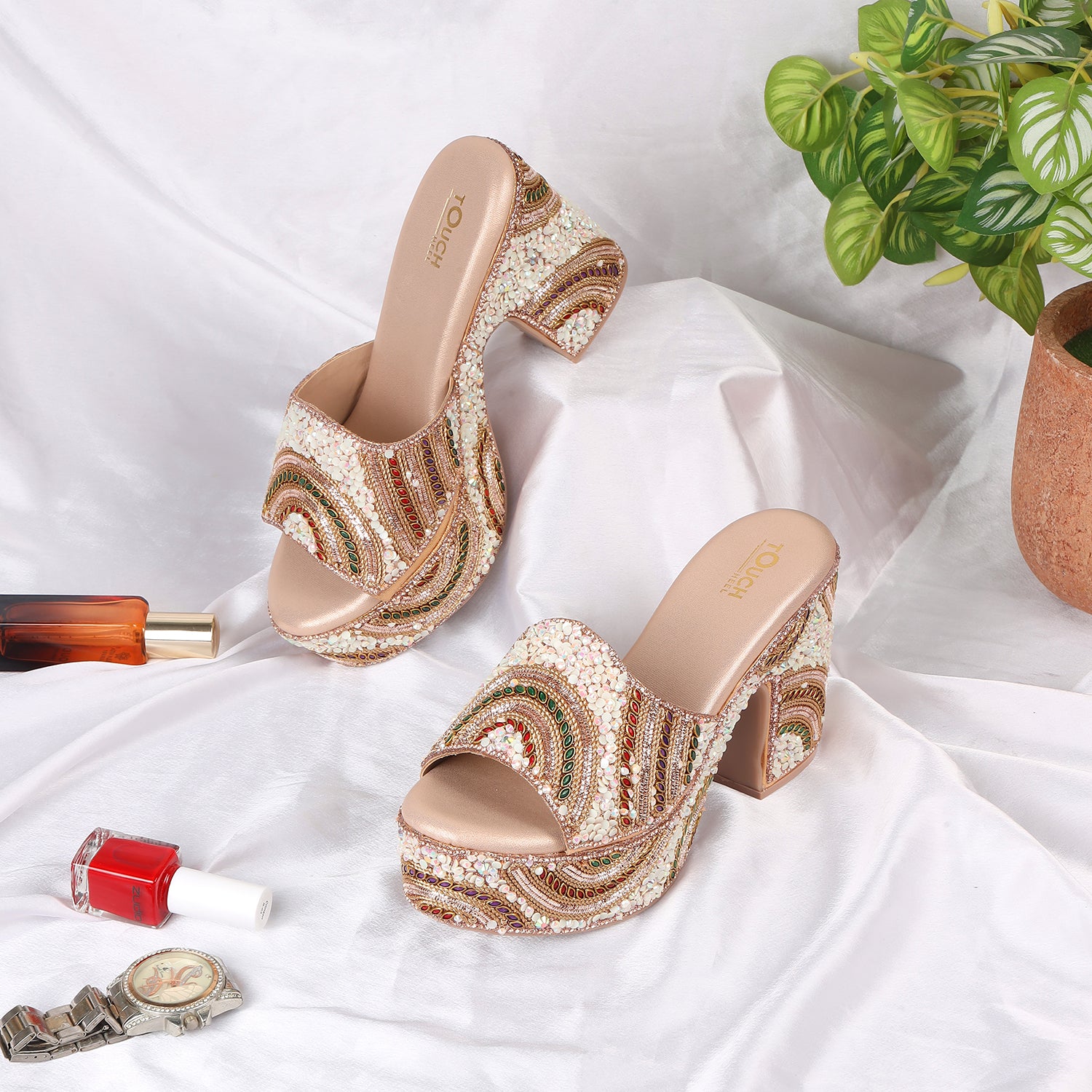 Silver Wedge Bridal Sandals