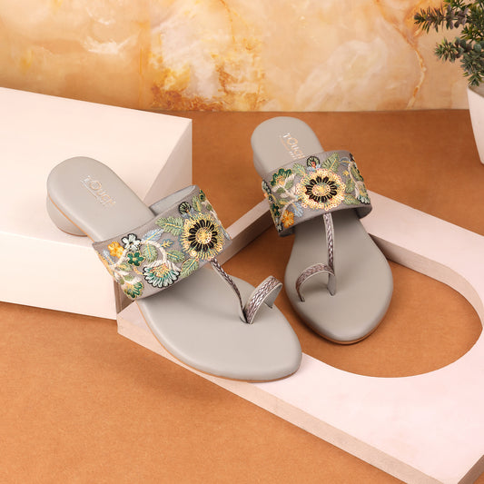 Latest Embroidered Slip On Ethnic Women Sandals