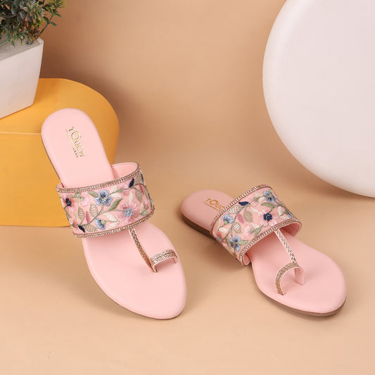 Exquisite Flat Kolhapuri Sandals for Women - Touch Heel
