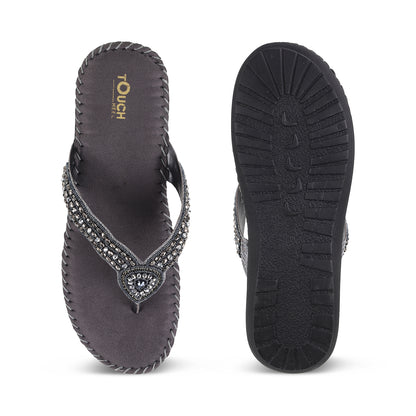Orthopedic women's sandals from TOUCH HEEL DOCTOR, featuring a fashionable design, anti-skid soles, and soft cushioning for diabetic foot care.