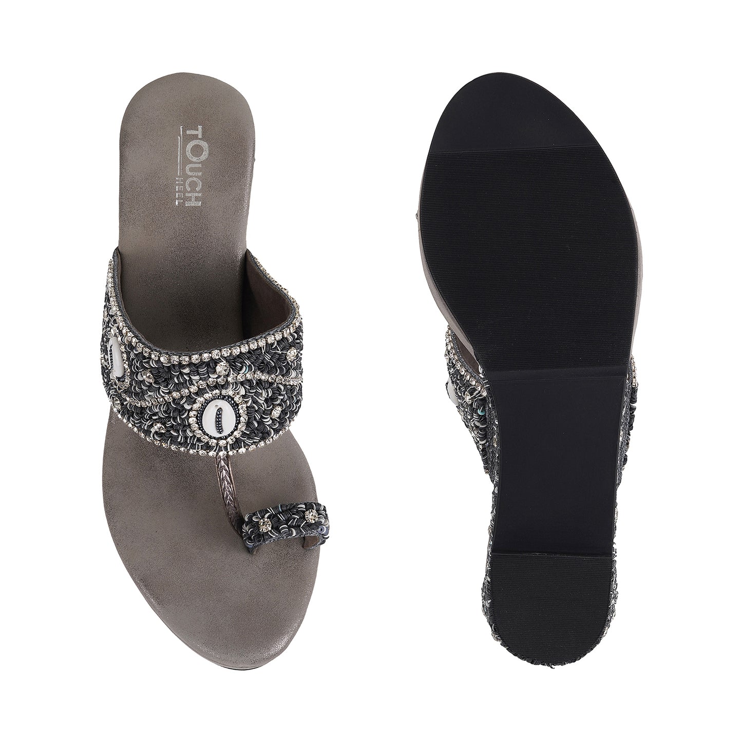 Grey Wedding Wedge Heel Sandal For 